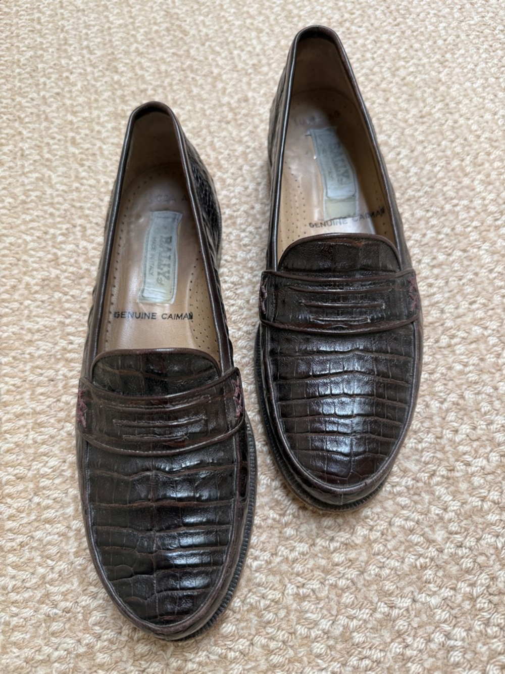 Bally Dark Brown Genuine Croc Penny Loafers Lucca AG-Men’s size 7 (a Women’s 8)